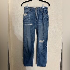 Frame Denim woman’s distressed Straight Blue Jeans Lara Stone collection size 26